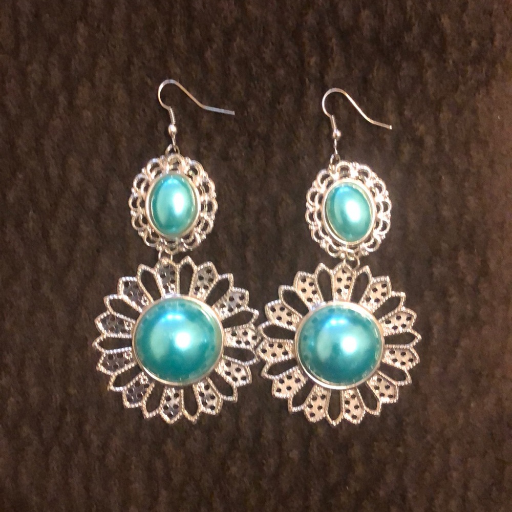 Silver and Baby Blue Earrings